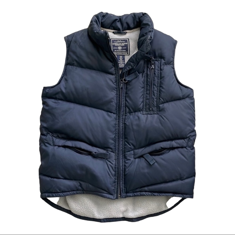 American Eagle Classic Down Puffer Vest Navy Blue Size XS